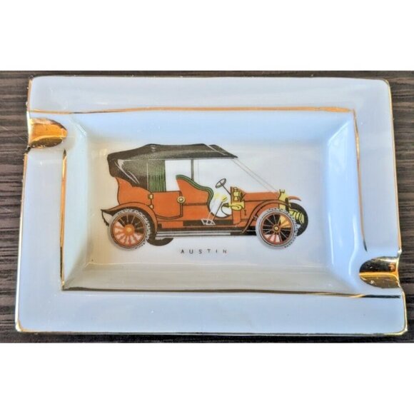 3 Vintage Hand Painted Car Ashtrays - Morris Austin Wolseley ESD Japan Gold Rim - Picture 3 of 8